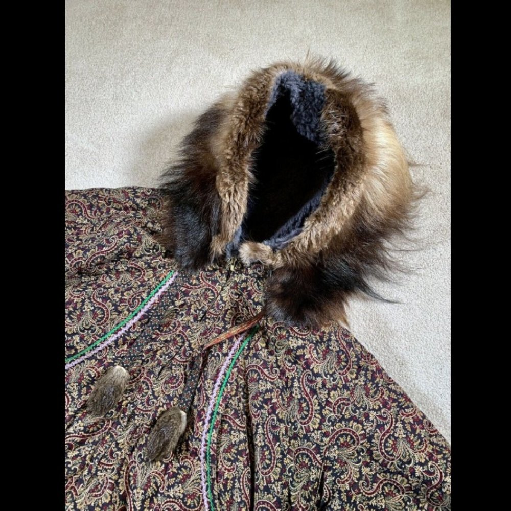 Anorak Inuit Wolverine Fur Trim Parka Kuspuk Women's Coat Medium Embellished